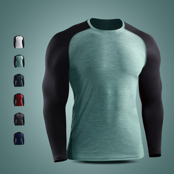 Sportiska vīriešu blūze ar garām piedurknēm piemērota fitnesam