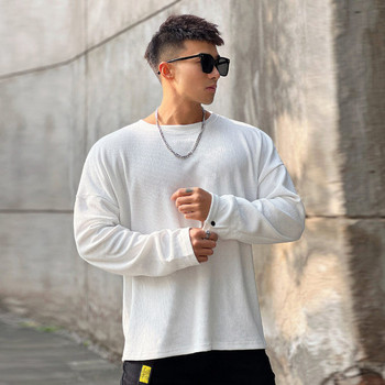 Δωρεάν μοτίβο αθλητική μακρυμάνικη μπλούζα για άνδρες