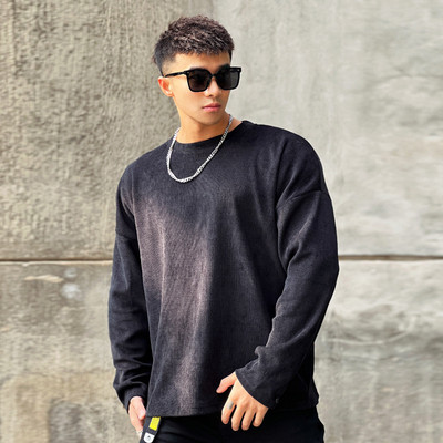 Bezmaksas raksta sporta blūze ar garām piedurknēm vīriešiem