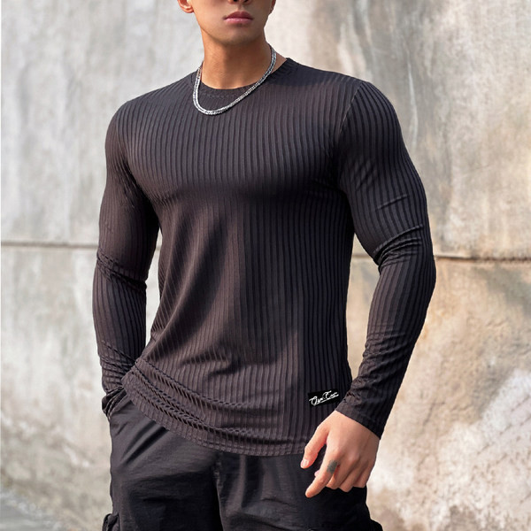 Egyszínű csíkos sportmodell blúz