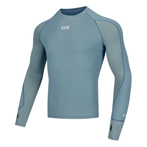 Sportos férfi blúz hosszú ujjal és ovális nyakkivágással