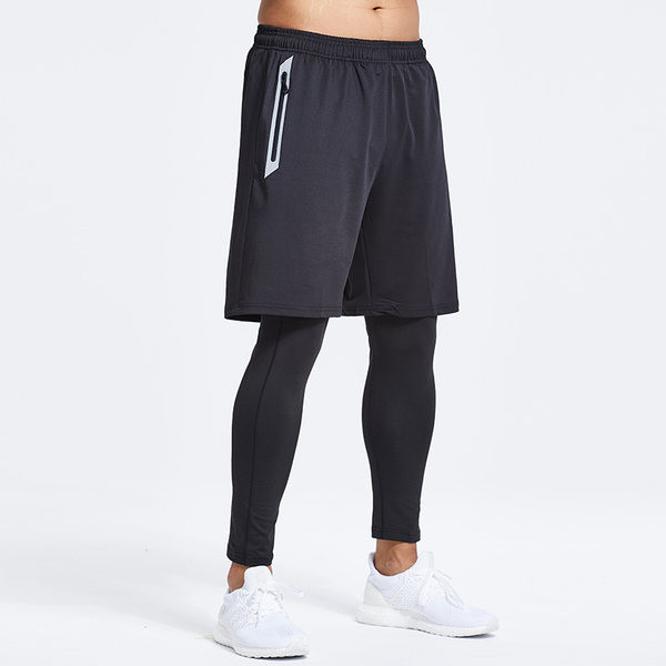 Sportolásra alkalmas férfi leggings rövidnadrággal