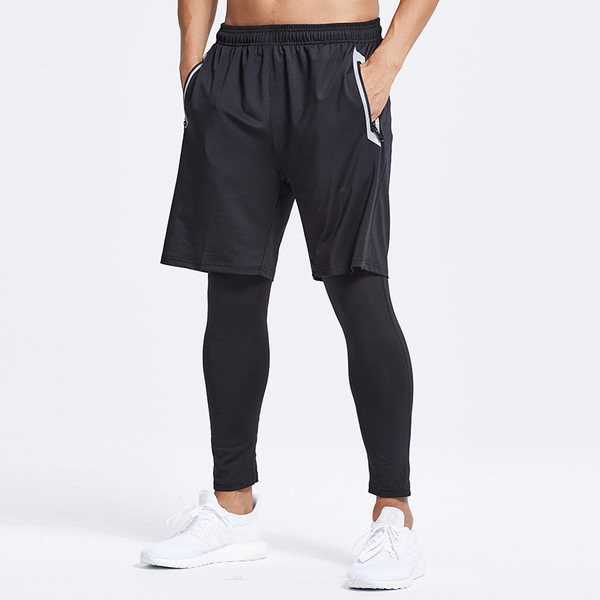 Sportolásra alkalmas férfi leggings rövidnadrággal