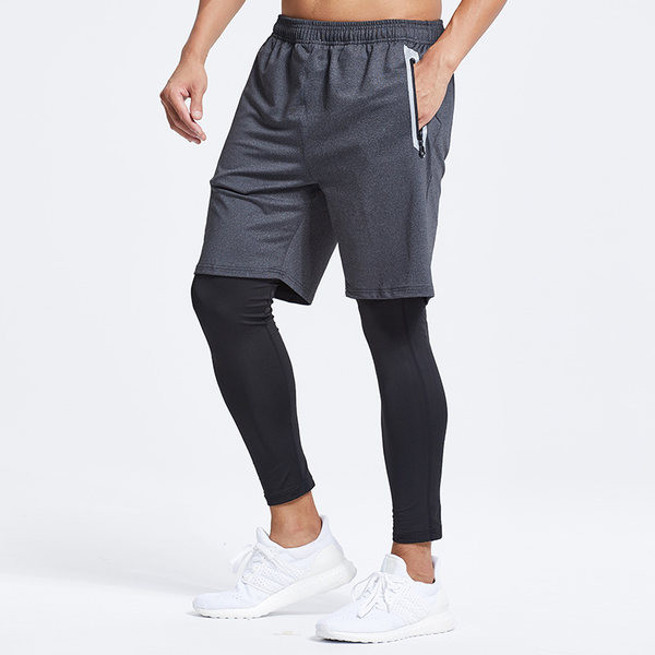 Sportolásra alkalmas férfi leggings rövidnadrággal