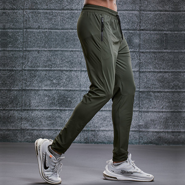 Спортен модел мъжки панталони с връзки и джоб с цип бързосъхнещи