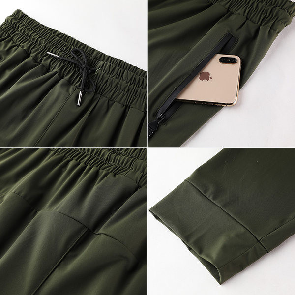 Спортен модел мъжки панталони с връзки и джоб с цип бързосъхнещи