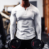 Мъжка спортна блуза с дълъг ръкав и закопчаване с копчета