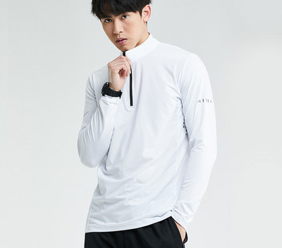 Sporty men`s blouse with a polo collar with a zipper