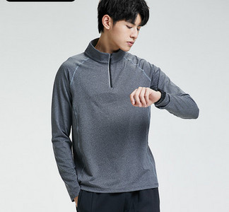 Ανδρική αθλητική μπλούζα με μακριά μανίκια και φερμουάρ στον γιακά