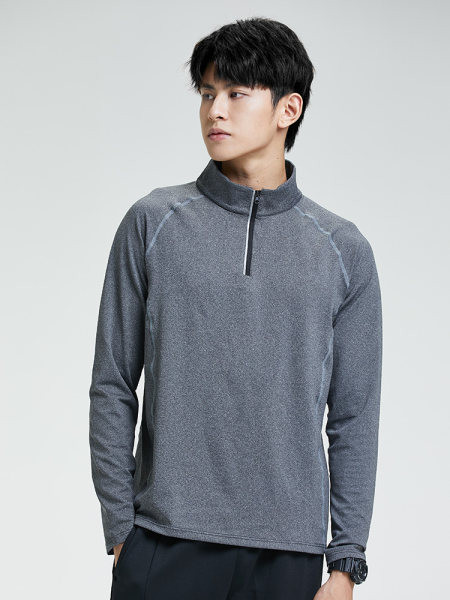 Ανδρική αθλητική μπλούζα με μακριά μανίκια και φερμουάρ στον γιακά