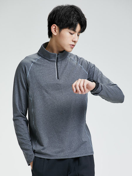 Ανδρική αθλητική μπλούζα με μακριά μανίκια και φερμουάρ στον γιακά