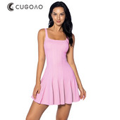 CUGOAO divatos ujjatlan egyrészes teniszruha, rövidnadrággal, női szexi redőzött golf tollaslabda ruhák Sportruházat