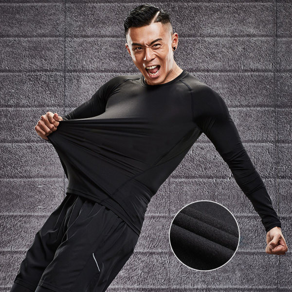 Αθλητική ανδρική μπλούζα με μακριά μανίκια και ζεστή φόδρα