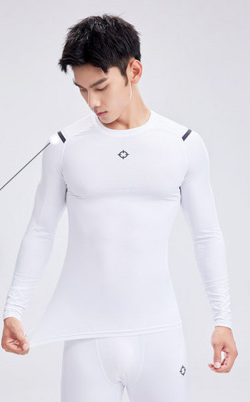 Ανδρική αθλητική μπλούζα με στρογγυλή λαιμόκοψη και μακριά μανίκια