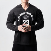 Vīriešu ikdienas blūze ar aplikāciju ar v veida izgriezumu