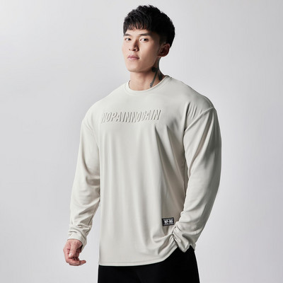 Alkalmi férfi blúz ovális nyakkivágással és hosszú ujjakkal