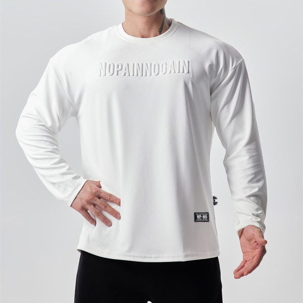 Alkalmi férfi blúz ovális nyakkivágással és hosszú ujjakkal