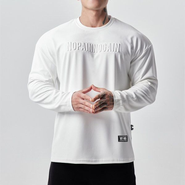 Alkalmi férfi blúz ovális nyakkivágással és hosszú ujjakkal