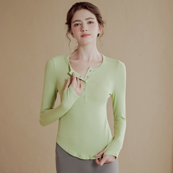 Elastīga sieviešu blūze ar pogām sporta modelis