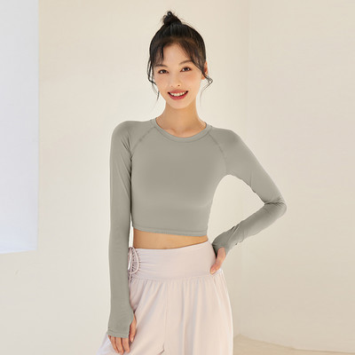 Νέο μοντέλο γυναικεία κοντή μπλούζα με μακριά μανίκια - κατάλληλη για σπορ