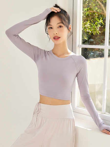 Νέο μοντέλο γυναικεία κοντή μπλούζα με μακριά μανίκια - κατάλληλη για σπορ