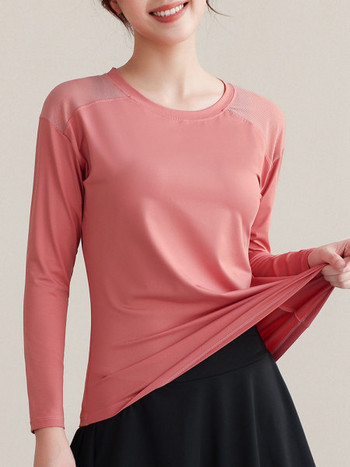 Γυναικεία αθλητική μπλούζα με στρογγυλή λαιμόκοψη - τρία χρώματα