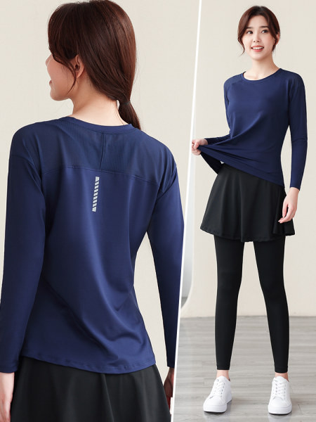 Γυναικεία αθλητική μπλούζα με στρογγυλή λαιμόκοψη - τρία χρώματα