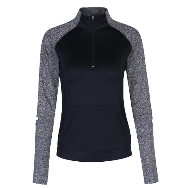 Sieviešu sporta blūze ar garām piedurknēm rāvējslēdzēju un kabatu