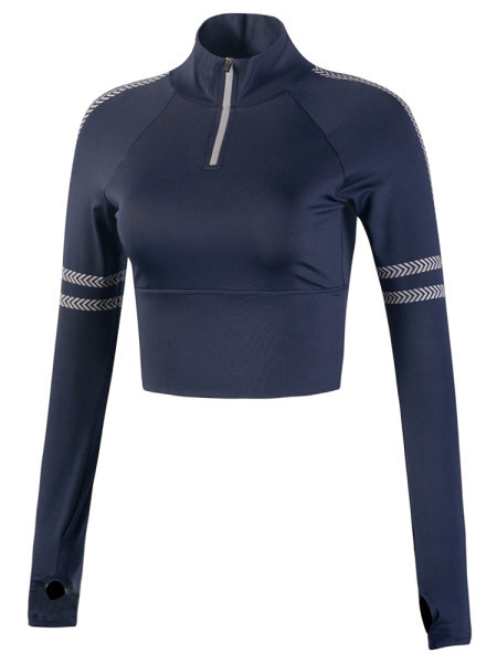 Jauna modeļa sporta īsā blūze ar rāvējslēdzēju sievietēm