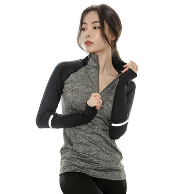 Ātri žūstoša sieviešu sporta blūze ar rāvējslēdzēju