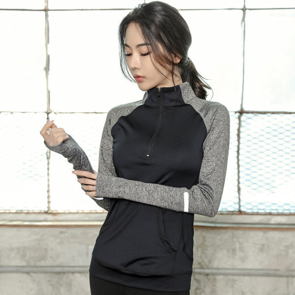 Ātri žūstoša sieviešu sporta blūze ar rāvējslēdzēju