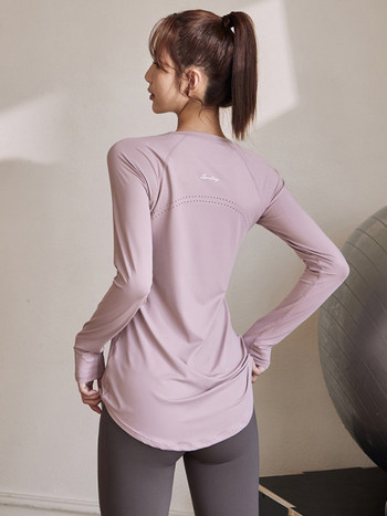 Спортна блуза с дълъг ръкав -асиметричен модел
