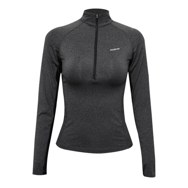 Pieguļoša sieviešu sporta blūze ar apdruku un rāvējslēdzēju