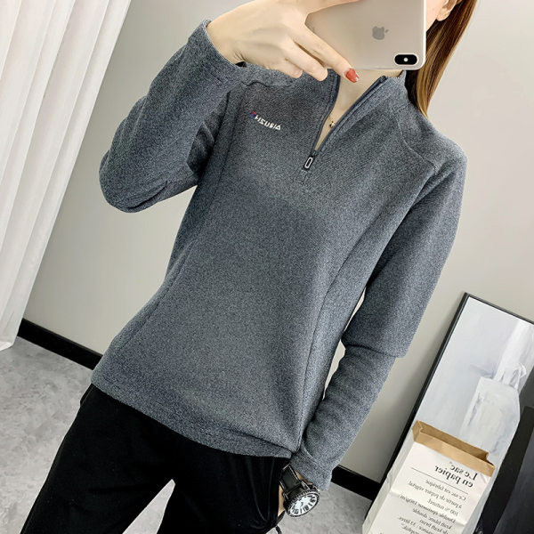 Gyorsan száradó női blúz galléros sportmodell cipzárral