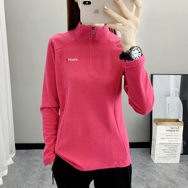 Gyorsan száradó női blúz galléros sportmodell cipzárral