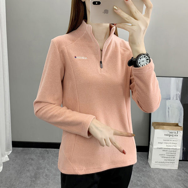 Gyorsan száradó női blúz galléros sportmodell cipzárral