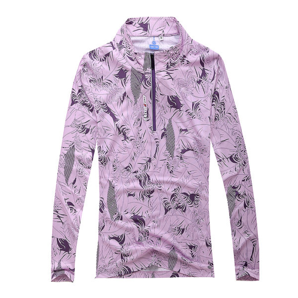 Sieviešu sporta blūze ar apdruku un rāvējslēdzēju uz apkakles