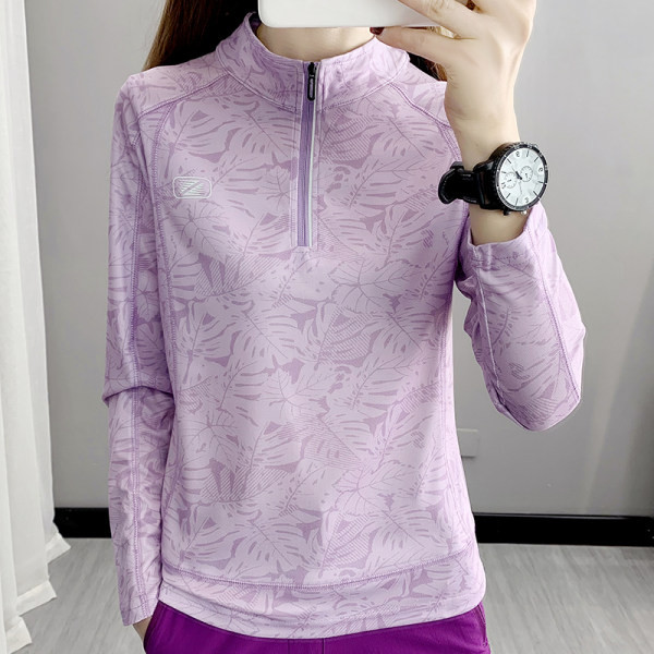 Sieviešu sporta tops ar rāvējslēdzēju ar garām piedurknēm