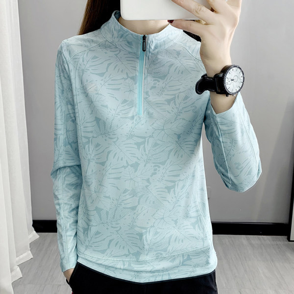 Sieviešu sporta tops ar rāvējslēdzēju ar garām piedurknēm