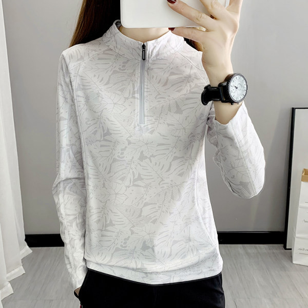 Sieviešu sporta tops ar rāvējslēdzēju ar garām piedurknēm