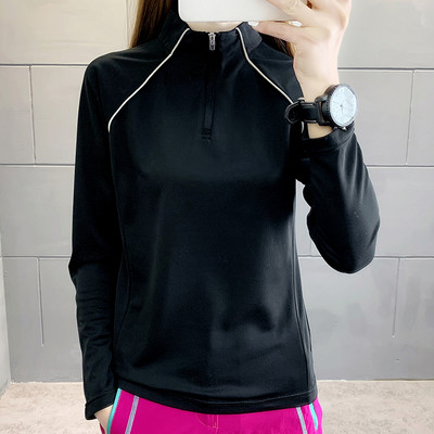 Едноцветна дамска спортна блуза с цип