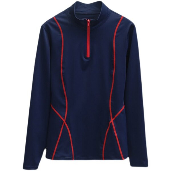 Női sportblúz magas gallérral és cipzárral