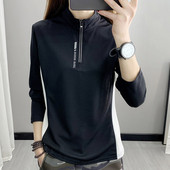 Γυναικεία αθλητική μπλούζα με γιακά πόλο - ασπρόμαυρο χρώμα