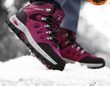 Зимни водоустойчиви туристически обувки с връзки и надпис за мъже