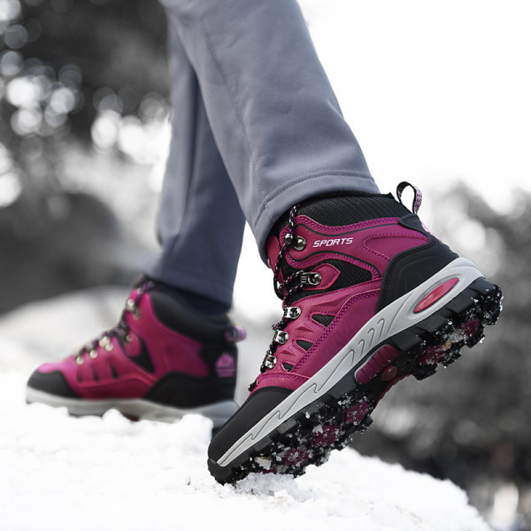 Зимни водоустойчиви туристически обувки с връзки и надпис за мъже 