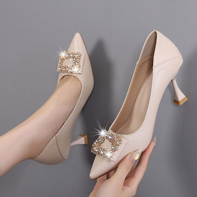 Elegantne ženske cipele na špic s kopčom