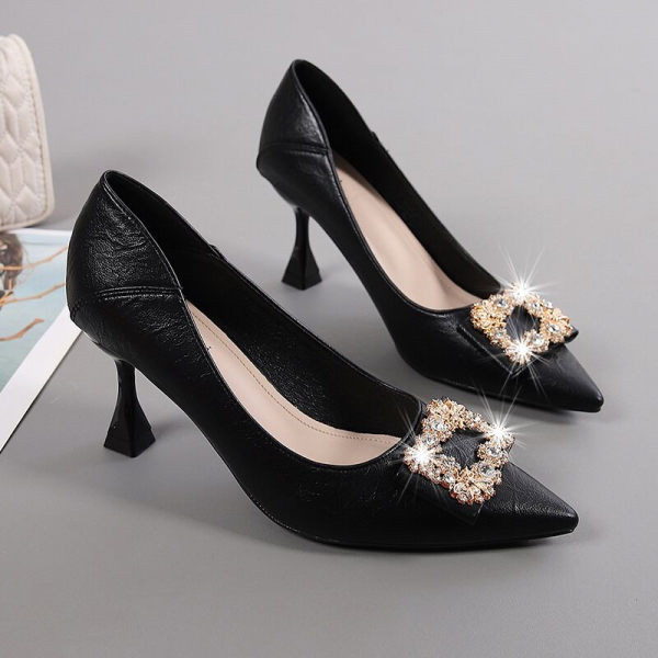 Elegantne ženske cipele na špic s kopčom