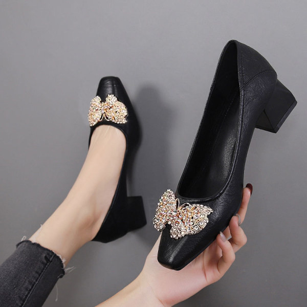 Eleganti sieviešu apavi ar biezu kvadrātveida papēdi 4cm divi modeļi