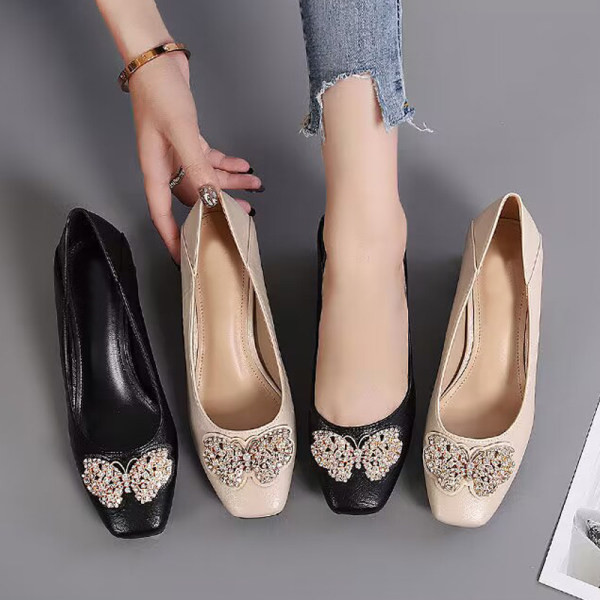 Eleganti sieviešu apavi ar biezu kvadrātveida papēdi 4cm divi modeļi