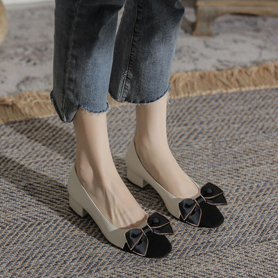 Дамски обувки с ток и панделка